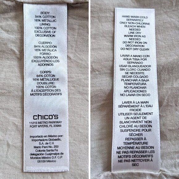 Vintage Y2K CHICOS Embellished Metallic Beige Aztec Beaded Cocktail Jacket Sz 1 - Picture 4 of 10